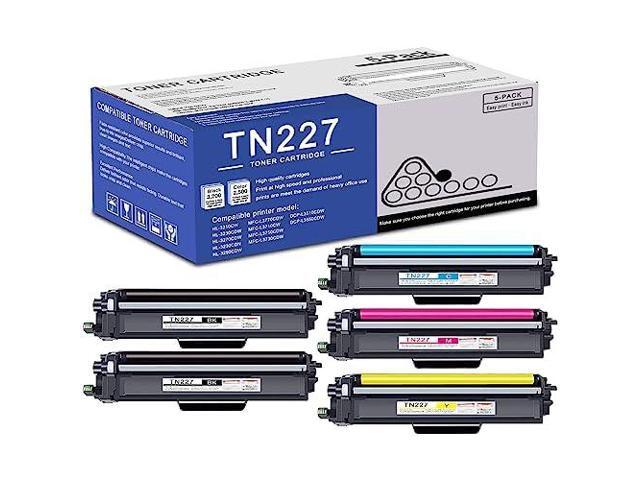 5 Pack TN227 BK/C/M/Y Toner Cartridge High Yield Compatible TN227 Replacement for Brother MFC-L3770CDW L3710CW L3750CDW HL-3210CW 3270CDW 3290CDW...