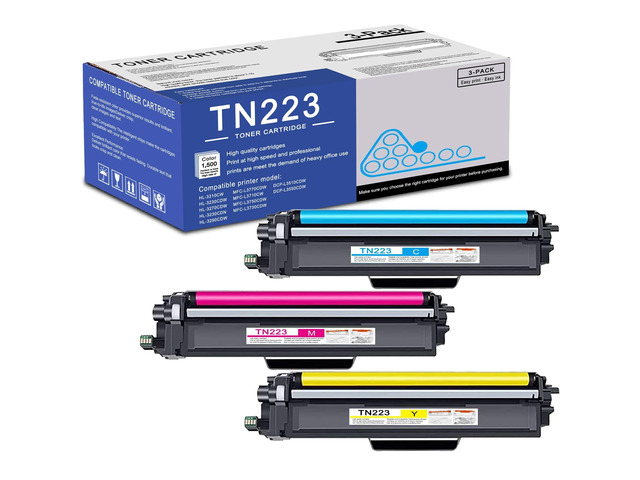 3 Pack TN223 C/M/Y Toner Cartridge High Yield Compatible TN223 Replacement for Brother MFC-L3770CDW L3710CW L3750CDW HL-3210CW 3270CDW 3290CDW...