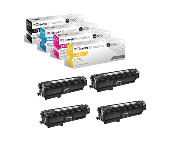 CS Replacement Toner Cartridge Compatible with HP CP4025n CE260A Black CE261A Cyan CE262A Yellow CE263A Magenta 647A & 648A Color CP4000 CP4500...