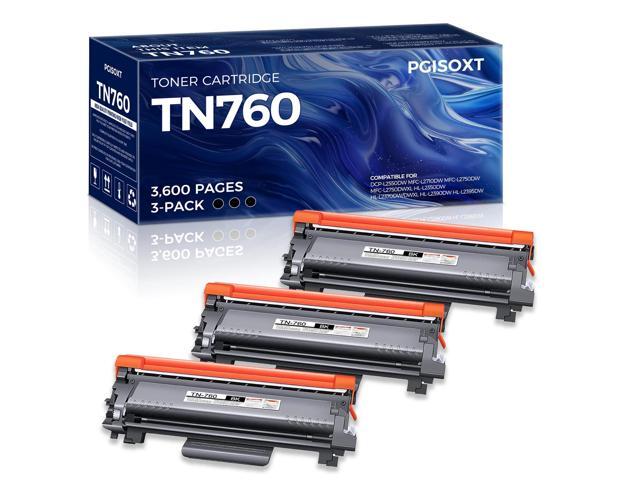 High Yield TN760 Toner Cartridge Compatible 3 Pack TN-760 Black Replacement for TN760 TN-760 for DCP-L2550DW MFC-L2710DW L2750DW L2750DWXL...