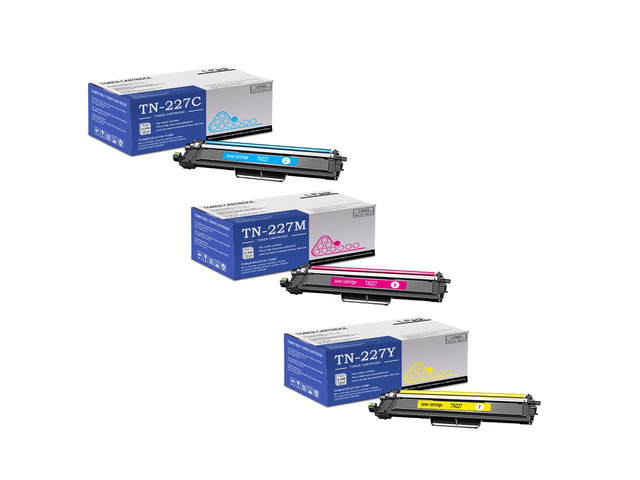 TN227 C/M/Y Toner Cartridge 3 Pack (with chip): Compatible TN227 TN-227 Replacement for Brother MFC-L3770CDW L3710CW L3750CDW HL-3210CW 3230CDW...