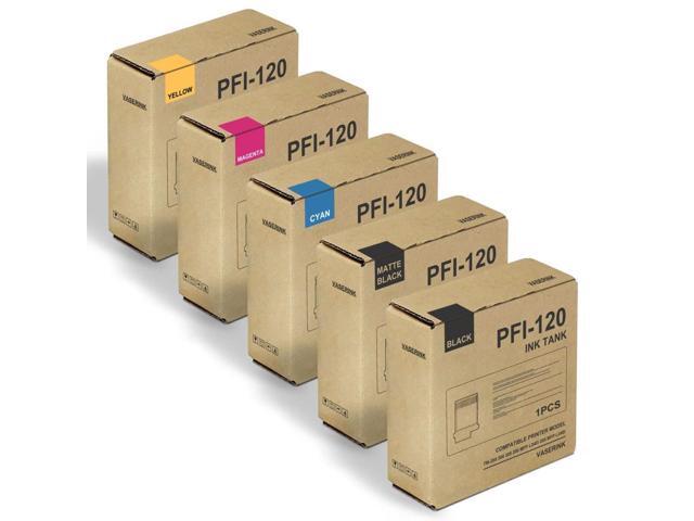 PFI-120 Ink Cartridges Set (5 Pack Black/Matte Black/Cyan/Magenta/Yellow) - VASRINK Compatible PFI-120BK PFI-120MBK PFI-120C PFI-120M PFI-120Y Ink...