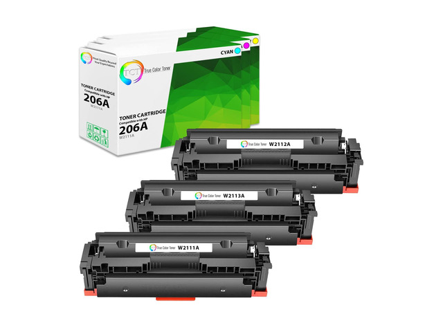 206A Color Toner Cartridge 3 Pack - Compatible Replacement for HP 206A W2111A W2112A W2113A Works with HP Color LaserJet Pro M255dw M282 283fdw...