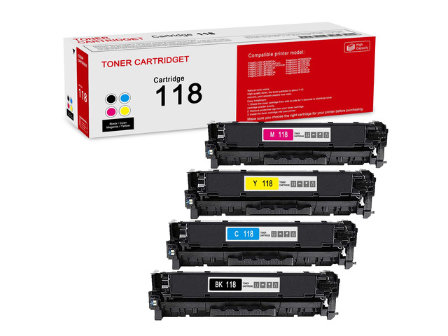 4 Pack 118 BK/C/M/Y Remanufactured Toner Cartridge: Compatible CRG 118 BK/C/M/Y Replacement for Canon Color imageCLASS MF8380Cdw LBP7210Cdn...