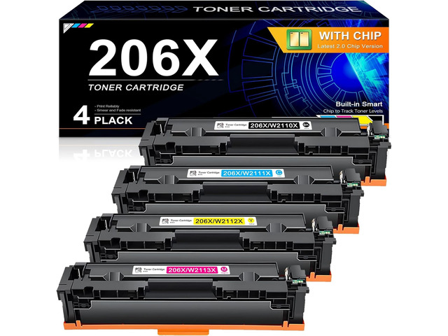 206X Toner Cartridges Replacement for HP 206A 206X Toner Cartridges 4 Pack Work with HP Color Pro MFP M283fdw M283cdw, Pro M255dw M255nw, MFP...