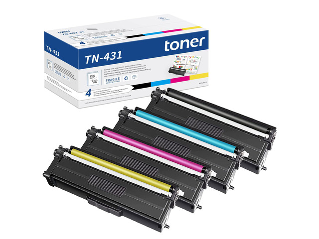TN 431 Toner Cartridge 4 Pack Replacement for Brother TN431 4-Color Toner Cartridge Set for TN431BK TN431C TN431M TN431Y Toner MFC-L8610CDW...