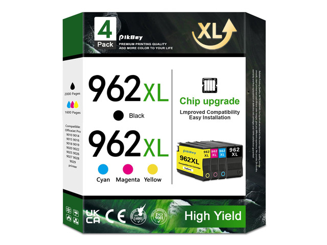 962XL High Yield Ink Cartridges Combo Pack (4-Pack, Black/Cyan/Magenta/Yellow) Compatible 962XL 962 XL Ink Cartridges Replacement for HP OfficeJet...
