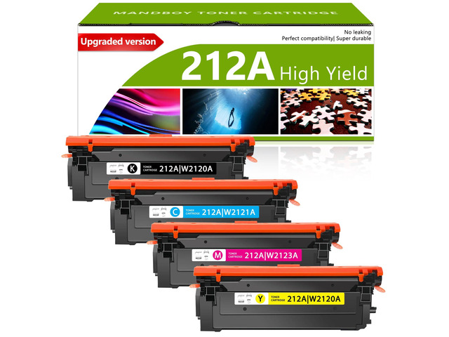 212A Toner Cartridge (with Chip) 4 Pack 212A Ink Cartridge Replacement for HP 212A 212X W2120A W2120X Color Enterprise M554dn M555dn M555x Color...