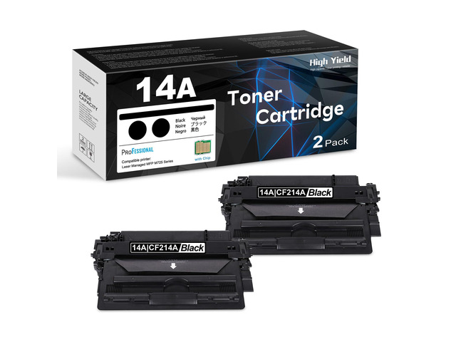 14A Black Toner Cartridge 2-Pack with Chip: Replacement for HP 14A Toner Cartridge CF214A 14X CF214X Works with Laser Enterprise M712 M712n M712xh...
