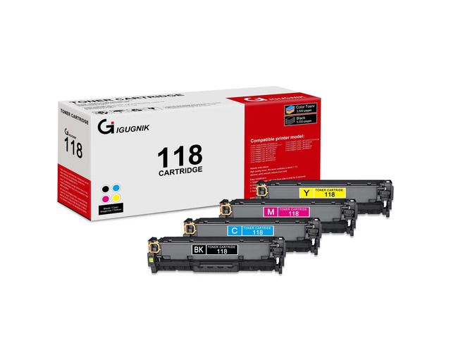 4 Pack 118 2662B001 2661B001 2660B001 2659B001 BK/C/M/Y Toner Cartridge with Chip CRG-118 Compatible Replacement for Canon ImageClass MF8380Cdw...