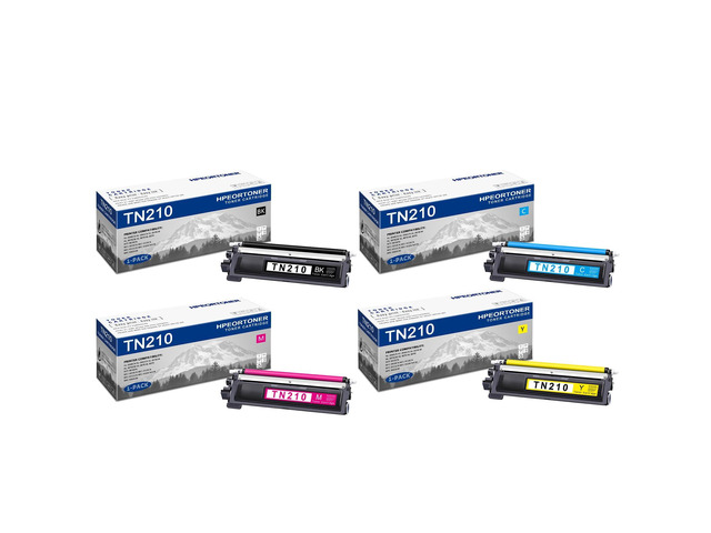 4 PK TN210 TN-210 Toner Cartridge BK/C/M/Y High-Yield Compatible, TN210, Replacement for Brother HL-3040CN HL-3045CN HL-3070CW HL-3075CW HL-8070...