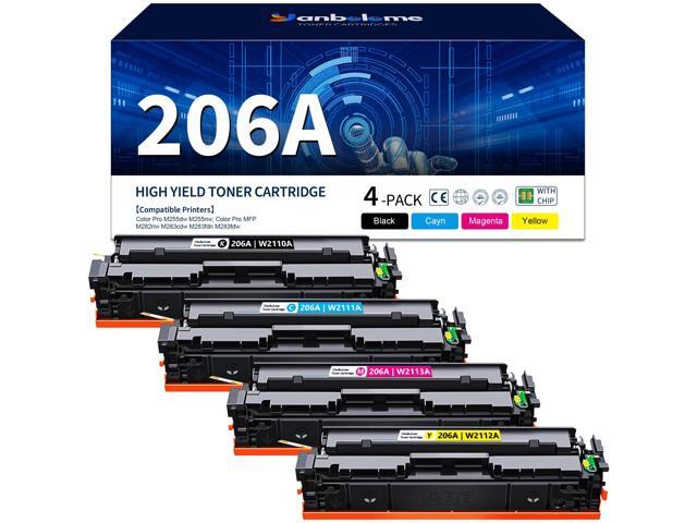 206A Black Cyan Magenta Yellow Toner Cartridges 4 Pack Set Replacement for HP 206A Toner Color Laserjet Pro MFP M283fdw M283cdw M283fdn M282nw.