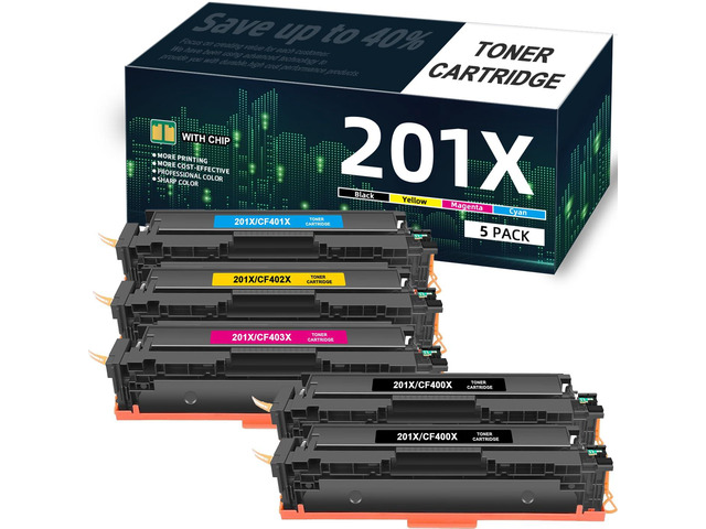 201X M277dw Toner Cartridge 5-Pack Replacement for HP 201X 201A Color Laser Jet Pro MFP M277dw M277c6 M252dw M252n M252 M277 M277n 277dw Ink...