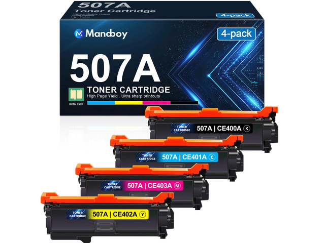 507A Toner Cartridge 4 Pack Replacement for HP 507A CE400A CE401A CE402A CE403A for Pro 500 Color MFP M570dn Enterprise 500 Color M575c M575dn...