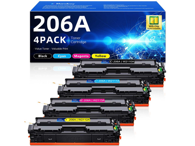 206A Toner Cartridges 4 Pack - Replacement for HP 206A Toner for Color Pro MFP m283fdw M283cdw M283fdn M255nw M255dw M255dn M282nw Printer with Chip