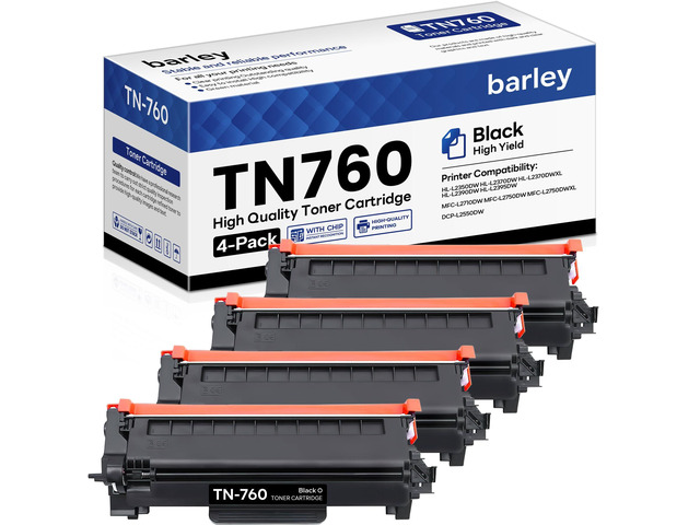 TN760 TN-760 High Yield Black Toner Cartridge Compatible TN760 Toner Replacement for Brother TN760 TN-760 HL-L2350DW HL-L2370DW MFC-L2710DW...