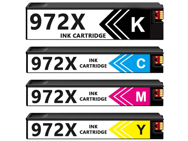 972X Ink Cartridges Combo Pack (Black, Cyan, Magenta, Yellow 4-Pack) Replacement for HP 972X 972A Work with PageWide Pro 452dn 452dw 477dn 477dw...