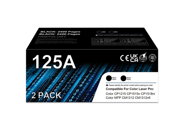 125A Toner Cartridge Replacement for HP 125A CB540A Works with Color Laser CP1215 CP1515n CP1518ni MFP CM1312 CM1312nfi Printer (Black 2-Pack)