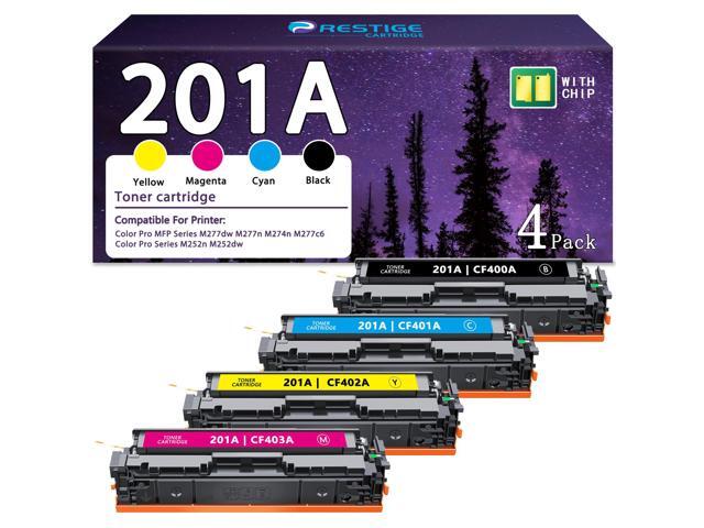 201A Toner Cartridges 4 Pack (Black, Cyan, Magenta, Yellow) Replacement for HP 201A High Yield for Color Pro MFP M277dw M252dw M252n M277n Printer.