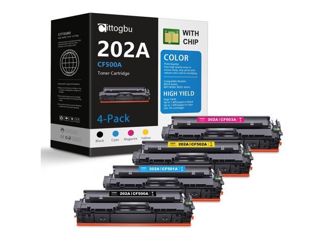 202A Toner Cartridges 4-Pack (BK/C/M/Y) Replacement for HP 202A Toner & 202A Ink, Compatible with Color Pro M254 Series, Pro MFP M281 Series, Pro...