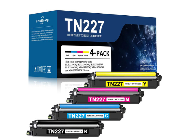 TN227 Toner Cartridge 4 Pack (1BK/1C/1M/1Y) Replacement for Brother TN227C, TN227M, TN227Y, TN227BK Toner Cartridge Compatible for MFC-L3770CDW...