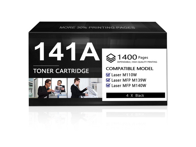 141A Toner Cartridge (4-Pack,Black) Compatible 141A 141X Toner Cartridges Replacement for HP Laser M110w MFP M139w M140w Printer W1410A