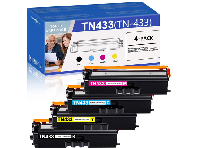 TN433 High Yield Toner Cartridge Set (4-Pack,1BK/1C/1M/1Y) Replacement for Brother TN433 TN433BK, TN433C, TN433M, TN433Y Toner for HL-L8260CDW...