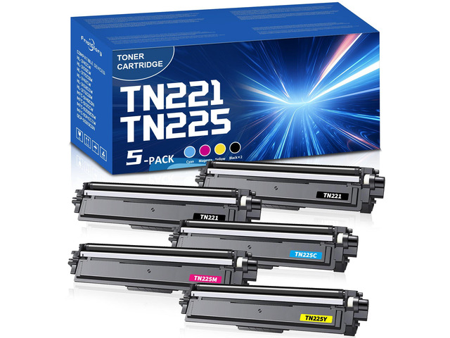 TN221 TN225 Toner Cartridge High Yield Replacement for Brother TN-221 TN-225 Compatible with MFC-9130CW HL-3170CDW HL-3140CW HL-3180CDW MFC-9330CDW...