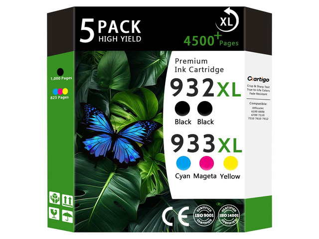 932XL 933XL High Yield Ink Cartridges Compatible for Combo Pack HP 932 933 Replacement for Officejet 6100 6600 6700 7110 7610 7612 Printers...