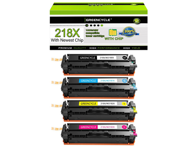 218X (with Newest Chip) high Yield Compatible Toner Cartridge Replacement for HP 218X W2180X W2181X W2182X W2183X Color Laser Jet 3301fdw 3301sdw...