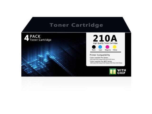 210A Toner Cartridge 4 Pack with Chip Compatible with HP 210A 210X W2100A W2101A W2102A W2103A Replacement for HP Color Laser Jet Pro MFP 4201dw.