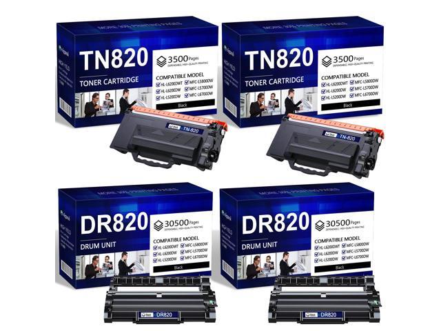 TN820 Toner Cartridge 2 Pack and DR820 Drum Unit 2 Pack Replacement for Brother TN-820 TN-850 for HL-L6200DW MFC-L5850DW MFC-L5900DW MFC-L5700DW...