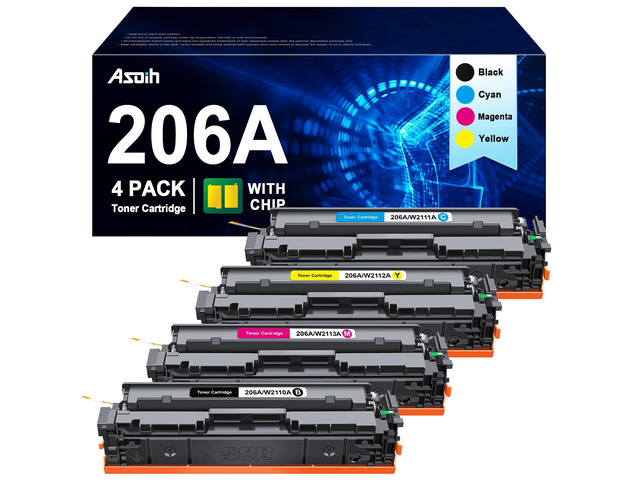 206A Toner Cartridges hp Set (with CHIP) Compatible for HP 206a Toner Cartridges 4 Pack HP 206X, Work with HP Color Laserjet MFP M283fdw, HP MFP...