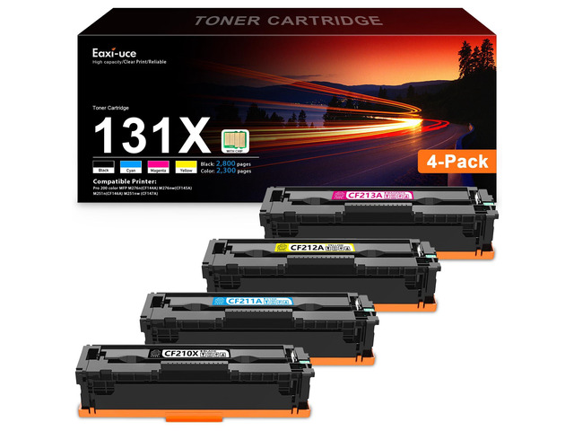131X Toner Cartridges 4 Pack Black Cyan Yellow Magenta With Chip Replacement for HP 131X CF210X CF211A CF212A CF213A Work for Pro 200 Color MFP...