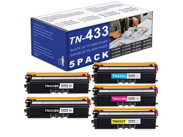 TN433BK TN433C TN433M TN433Y Toner Cartridge Replacement for Brother MFC-L8900CDW MFC-L8690CDW HL-L8360CDW HL-L8260CDW MFC-L8610CDW Printer...