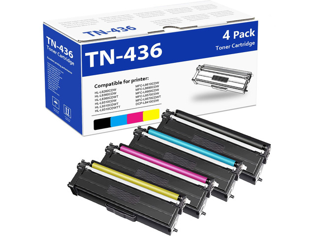 TN436BK, TN436C, TN436Y, TN436M 4-Color Super High Yield Toner Cartridge Set Replacement for Brother TN436 TN-436 Toner for HL-L8260CDW L9310CDW...