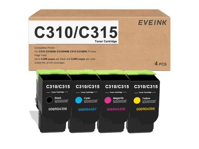 High Yield C310 C315 Toner Cartridge Compatible for Xerox 006R004356 006R004357 006R004358 006R004359 Toner for Xerox C310 C310DNI C310DNIM C315...
