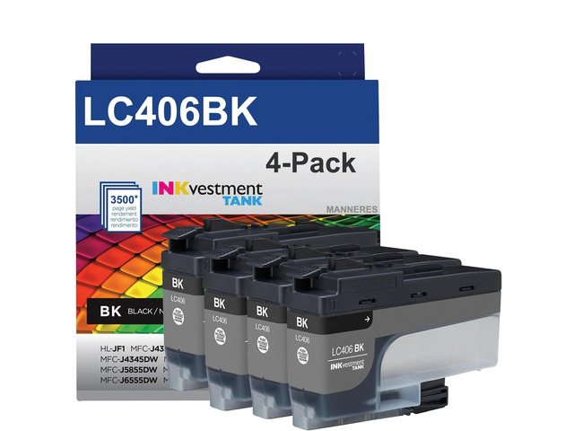 LC406BK LC406 Ink Cartridges High Yield Compatible LC406 Black Ink Cartridges Replacement for Brother LC406BK Ink Cartridges for MFC-J5855DW...