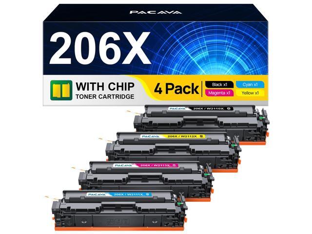 206X 206A Toner Cartridges (with Chip) for HP 206A 206X Toner Cartridge 4 Pack High Yield to Work with HP Color Pro MFP M283fdw M283cdw M255dw.