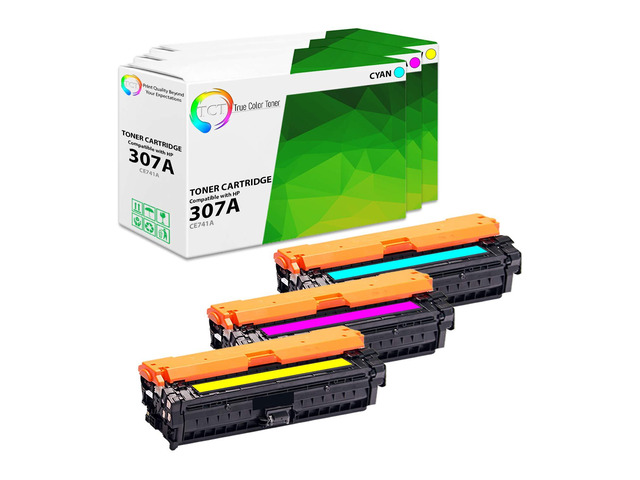307A Color Toner Cartridge 3 Pack - Compatible Replacement for HP 307A CE741A CE742A CE743A Works with HP Color LaserJet Professional CP5225...