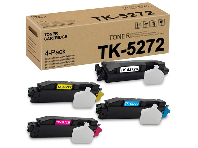 4 Pack-1BK+1C+1M+1Y TK5272 TK-5272 1T02TV0US0 1T02TVCUS0 1T02TVBUS0 1T02TVAUS0 Toner Cartridge Replacement for Kyocera ECOSYS M6235cidn...