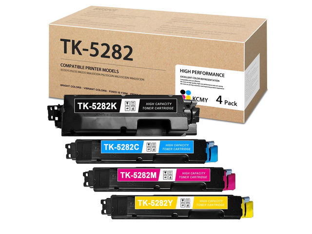 TK-5282 TK5282 Toner Cartridge 4Pack (1BK/1C/1M/1Y) - Compatible 1T02TW0US0 1T02TWCUS0 1T02TWBUS0 1T02TWAUS0 Toner Replacement for Kyocera Ecosys...