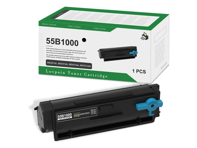 55B1000 Black Toner Cartridge(1-Pack) - Lvan Compatible 55B1000 High Yield Toner Cartridge Replacement for Lexmark MS331dn, MS431dn, MS431dw,...