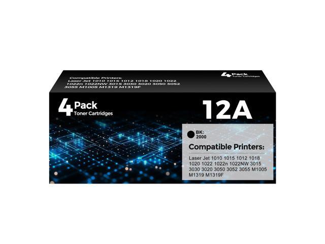 12A Toner Cartridge 4-Pack Black Replacement for HP 12A Q2612A 1020 3015 Toner Work for Laser Jet 1010 1022 1012 1015 1018 1022n 1022nw 3030 3020...