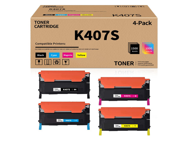 K407S High Yield Toner Cartridge Replacement for Samsung 407 407S CLT-K407S Compatible with Samsung Xpress CLX-3180 CLX-3185FW CLX-3185N CLP-320...