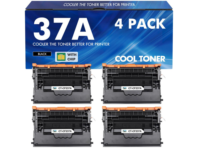 CF237A 37A Black Toner Cartridge 4-Pack CF237A 37X CF237X M607 M608 M609 Compatible for HP 37A Black Toner Cartridge for Enterprise M607n M607dn...