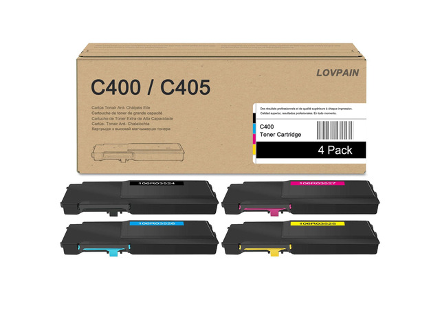 VersaLink C400/C405 Extra High Capacity Toner (4 Pack, 1BK/1C/1M/1Y) - Lovpa 106R03524 106R03526 106R03527 106R03525 Toner Replacement for Xerox...