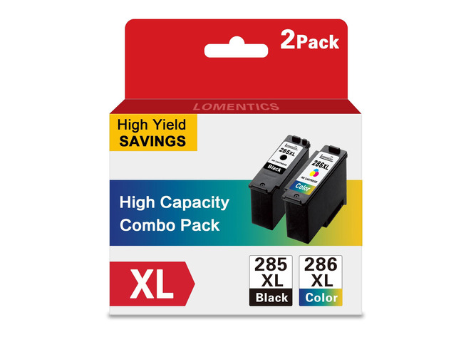 PG-285 XL Black/CL-286 XL Color Ink Cartridges (2-Pack, Black, Tri-Color) - Lometic PG-285XL CL-286XL Ink Replacement for Canon PIXMA TS7720 and...