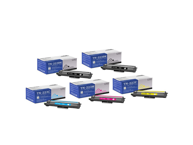 5 Pack TN223 BK/C/M/Y Toner Cartridge (with chip): Compatible TN223 TN-223 Replacement for Brother MFC-L3770CDW L3710CW L3730CDW HL-3210CW 3230CDW...