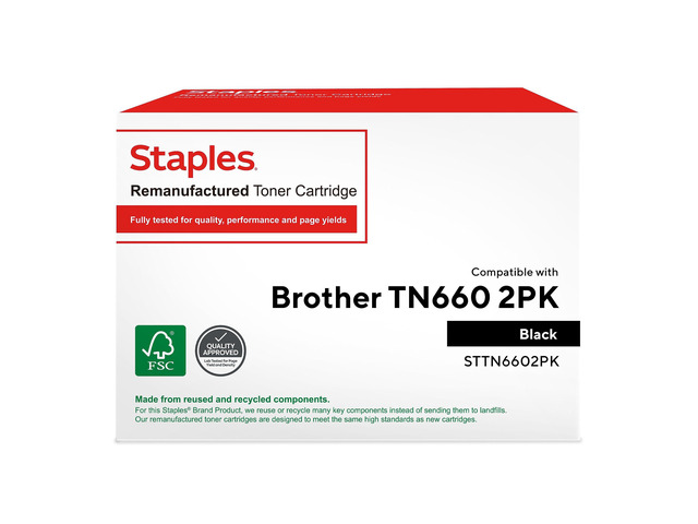 Remanufactured TN660 Toner Cartridges Black High Yield Replacement for Brother TN660 (2-Pack)